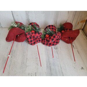 Plaid Hat pick glitter pine cone set xmas home decor